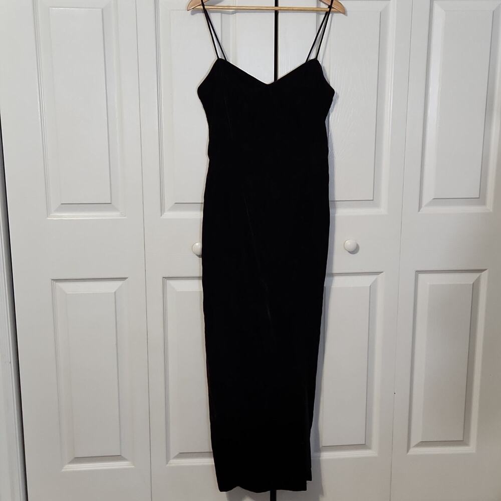 Vintage L.A. Glo Deep Purple Crushed Velvet Sleeveless Strap Dress Size LG